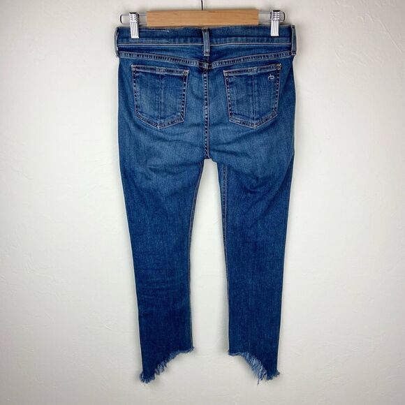 Rag & Bone Frayed Hem Ankle Skinny Jeans in Hampton Wash - Picture 6 of 8